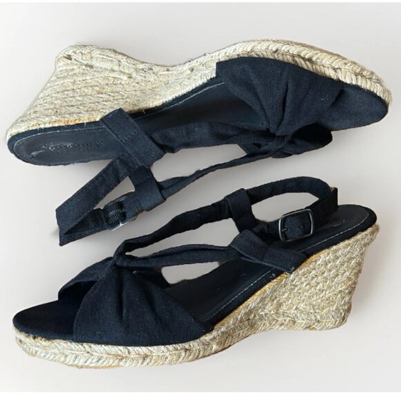 (9.5) SONOMA BLACK KNOT CANVAS ESPADRILLE SLINGBACK SANDALS - Picture 1 of 9